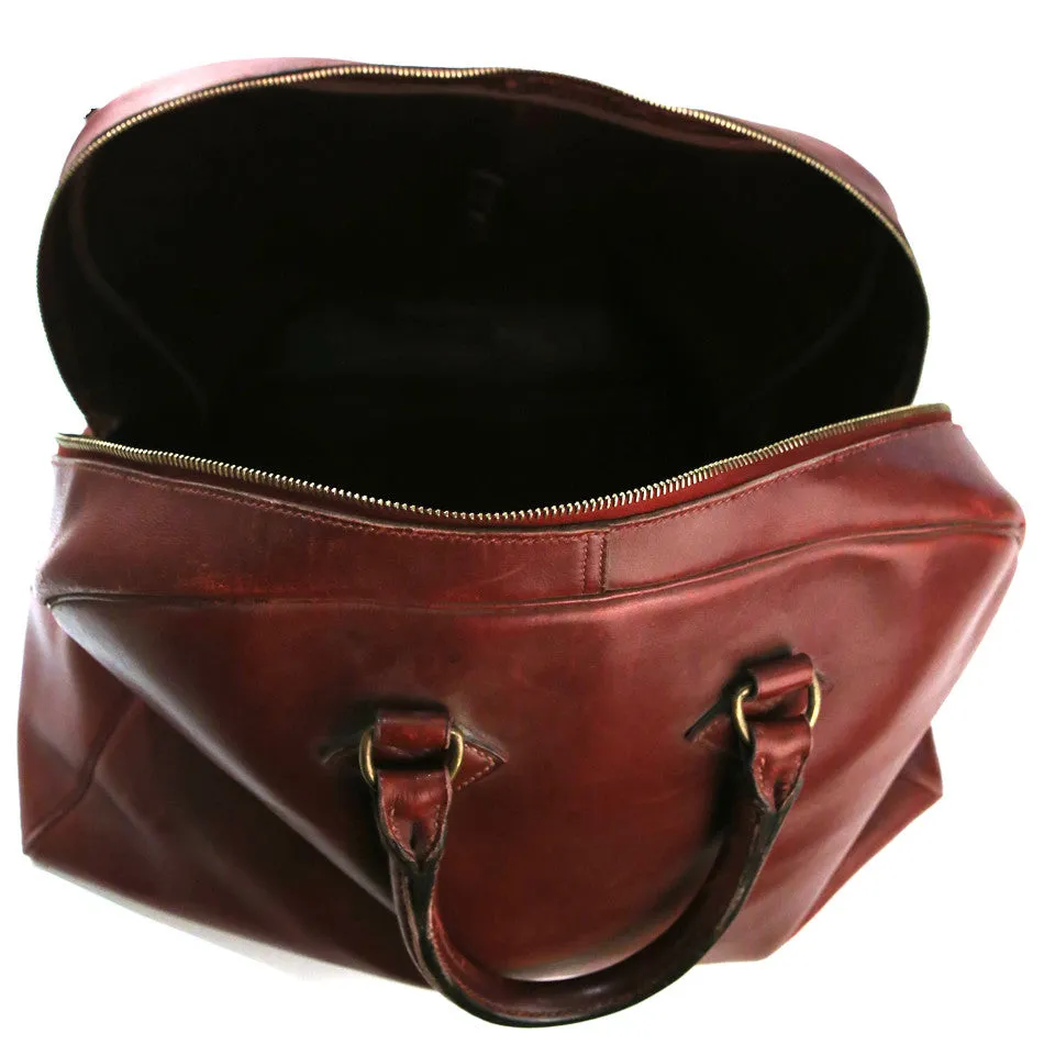 1940s Rouge Leather Travel Bag