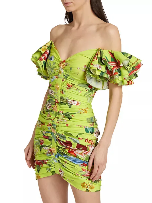 24SN210FAP Off the shoulder floral print dress