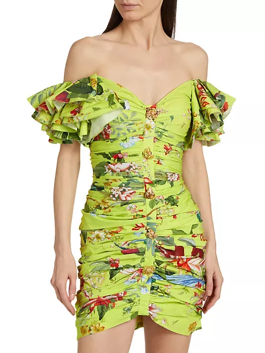 24SN210FAP Off the shoulder floral print dress