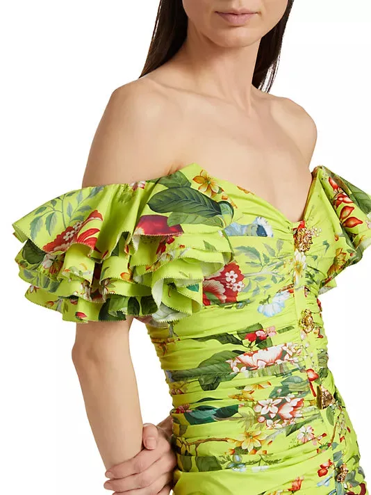 24SN210FAP Off the shoulder floral print dress