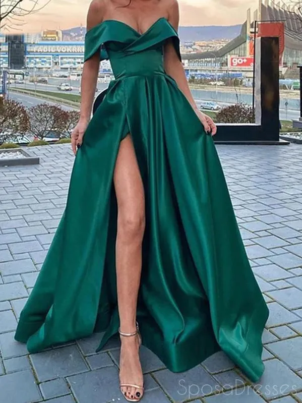 A-line Sleeveless Off The Shoulder Prom Dresses, Sweet 16 Prom Dresses, 12441