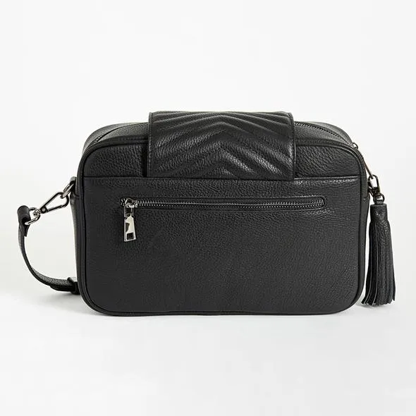 Baby Bag/Pram Organiser- Baebina Crossbody Leather Black