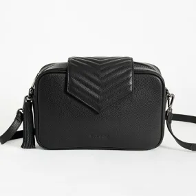 Baby Bag/Pram Organiser- Baebina Crossbody Leather Black