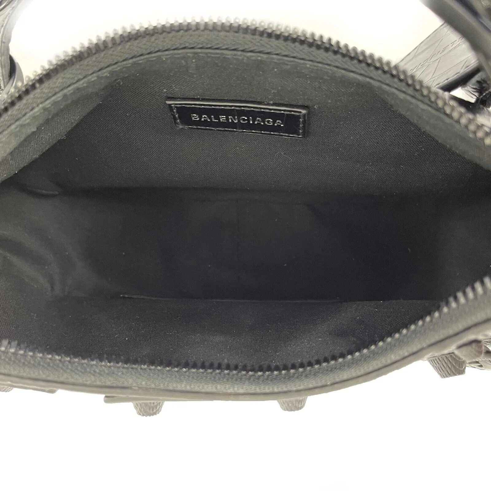 Balenciaga - Le Cagole XS Black Shoulder Bag Crocodile Embossed