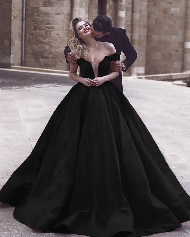 Ball Gown Satin Dresses Velvet Off The Shoulder