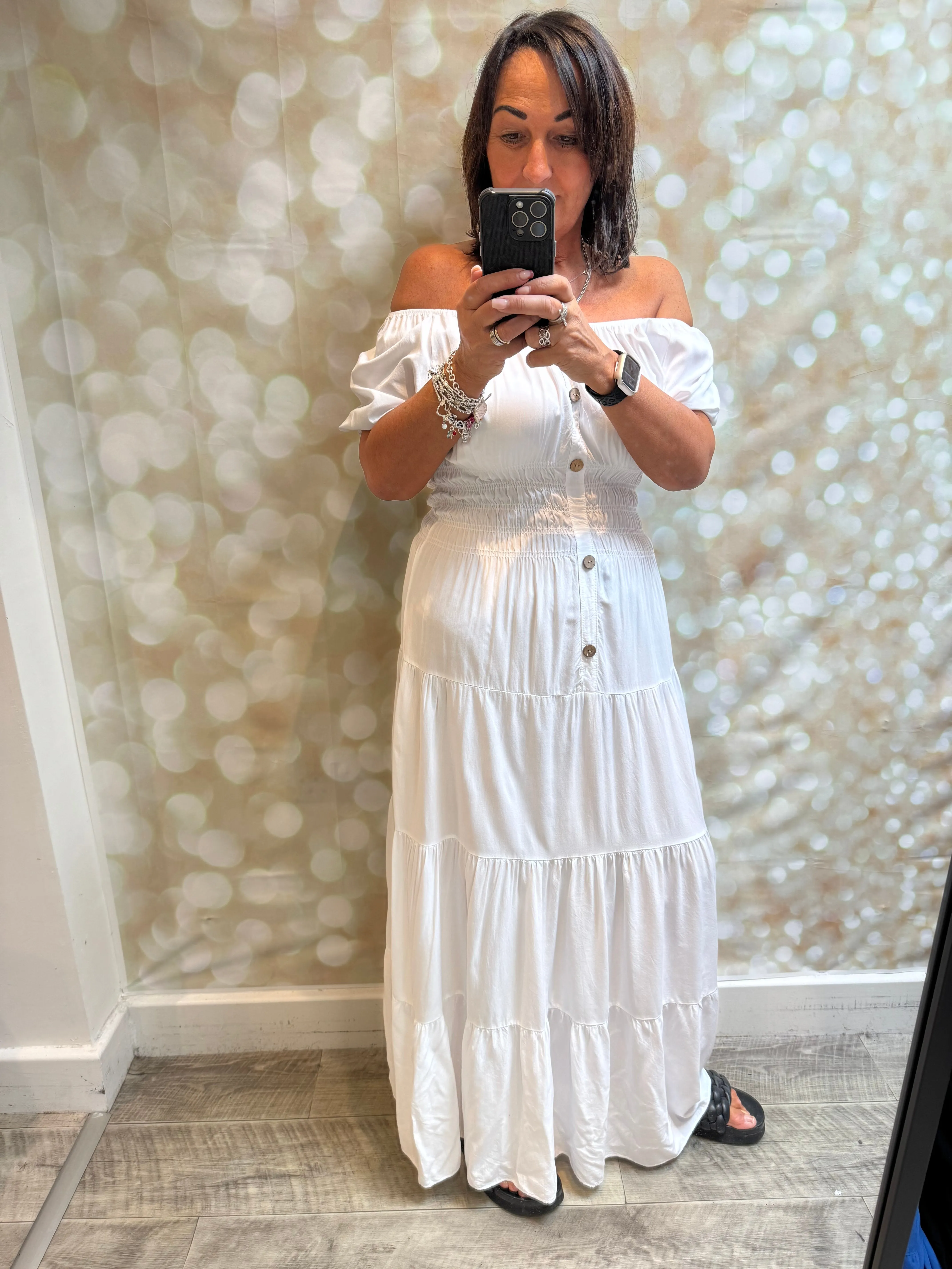 Bardot cotton off the shoulder maxi dress