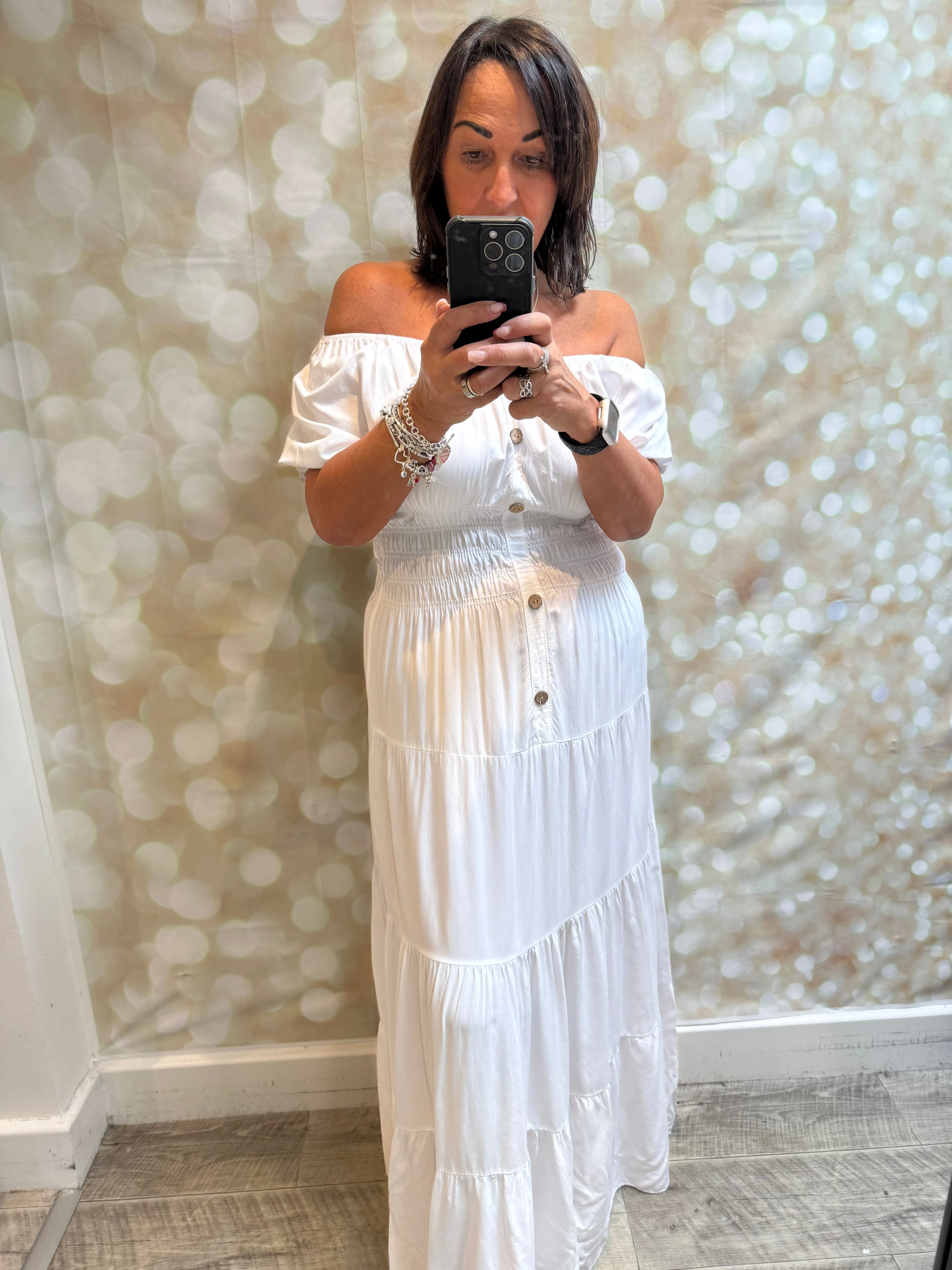 Bardot cotton off the shoulder maxi dress