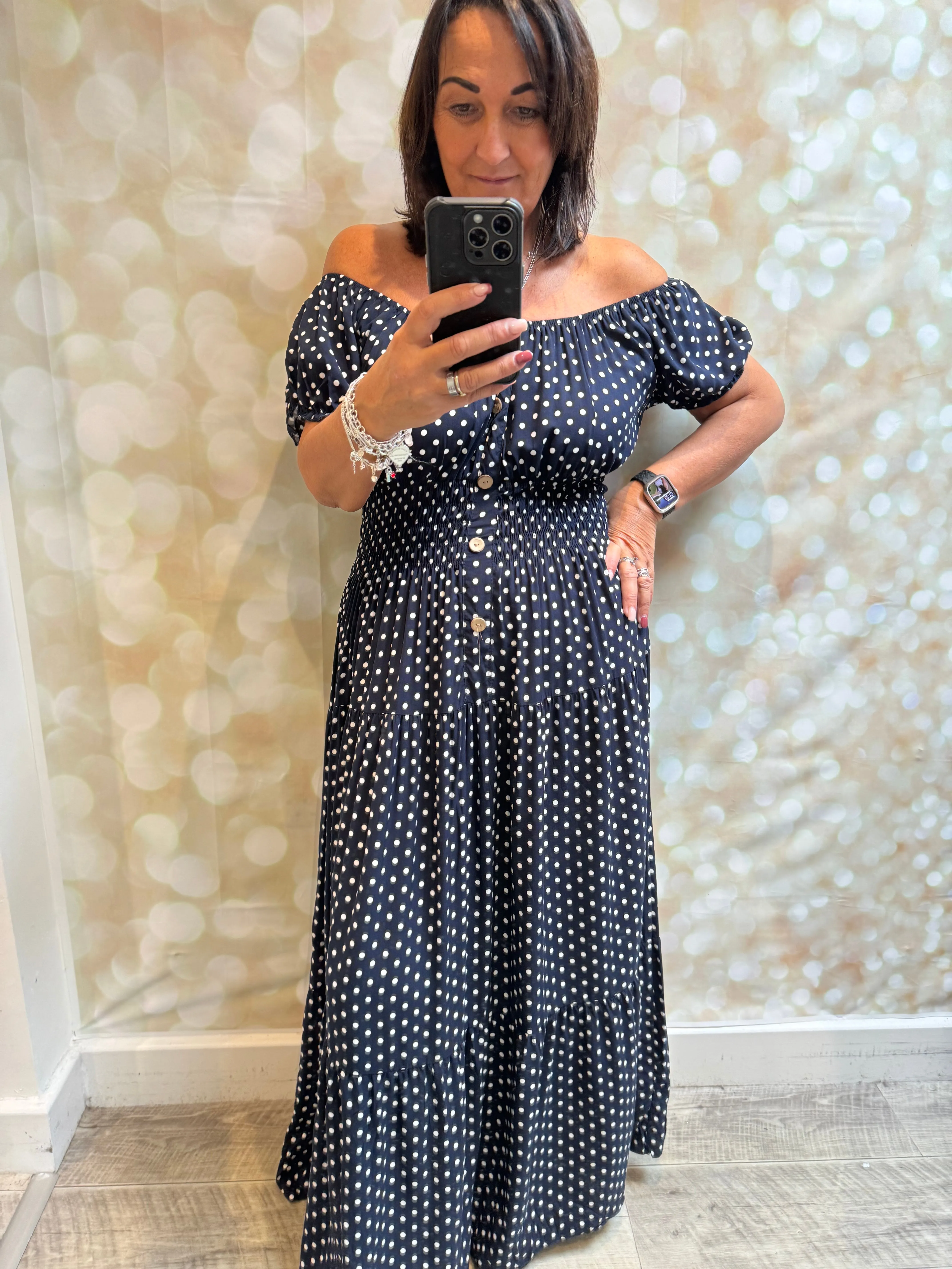 Bardot cotton off the shoulder maxi dress