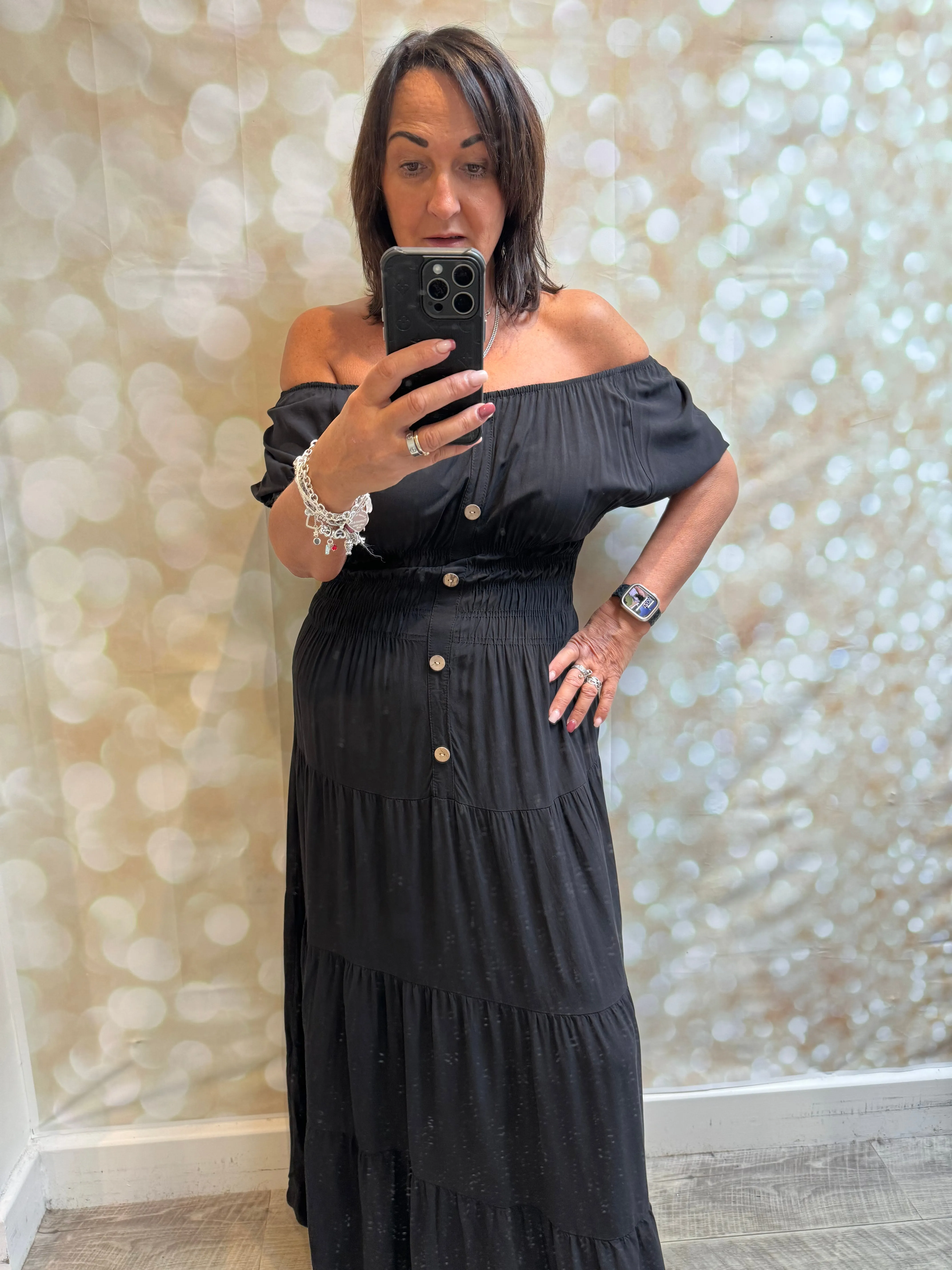 Bardot cotton off the shoulder maxi dress