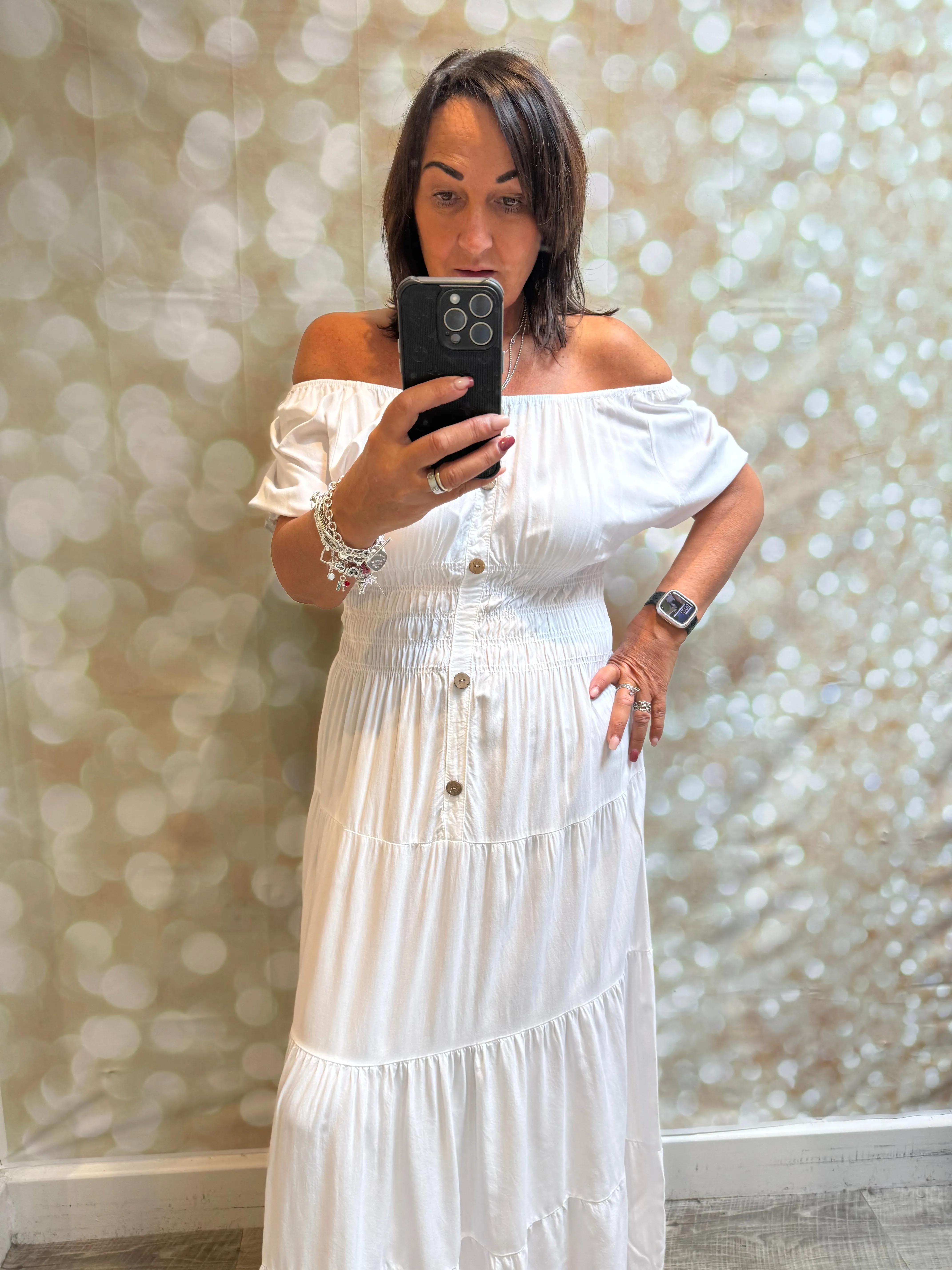 Bardot cotton off the shoulder maxi dress