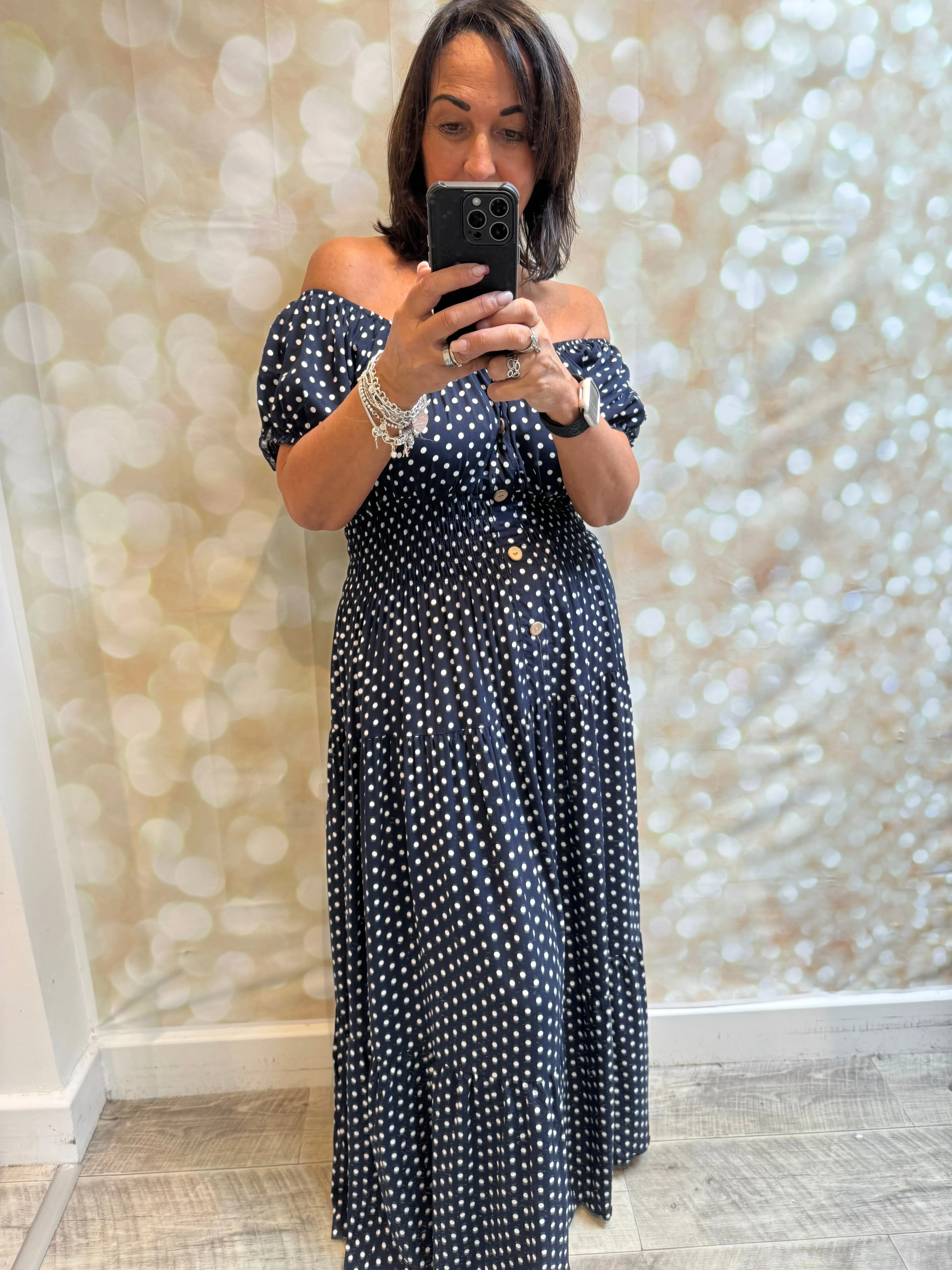 Bardot cotton off the shoulder maxi dress