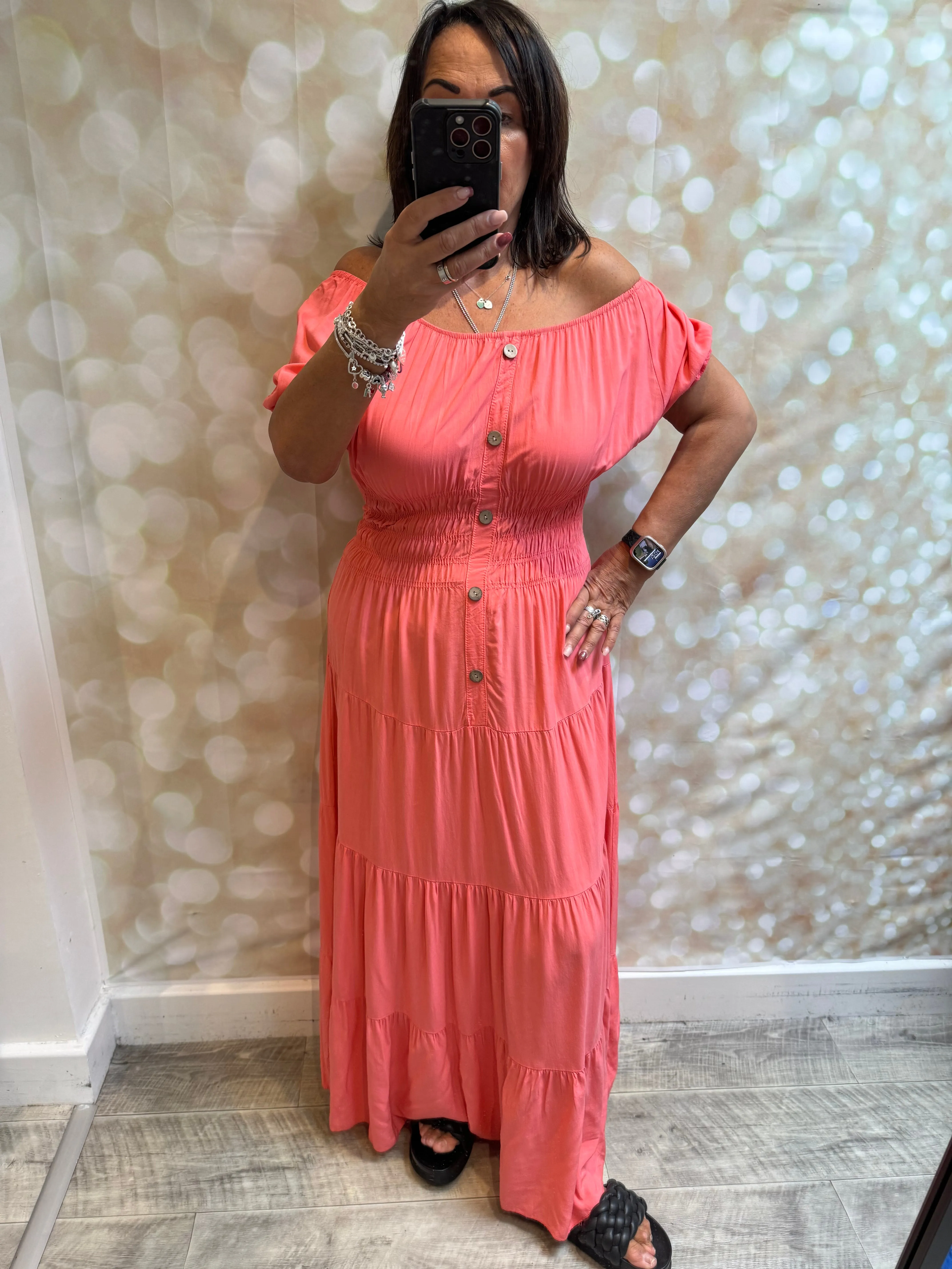 Bardot cotton off the shoulder maxi dress