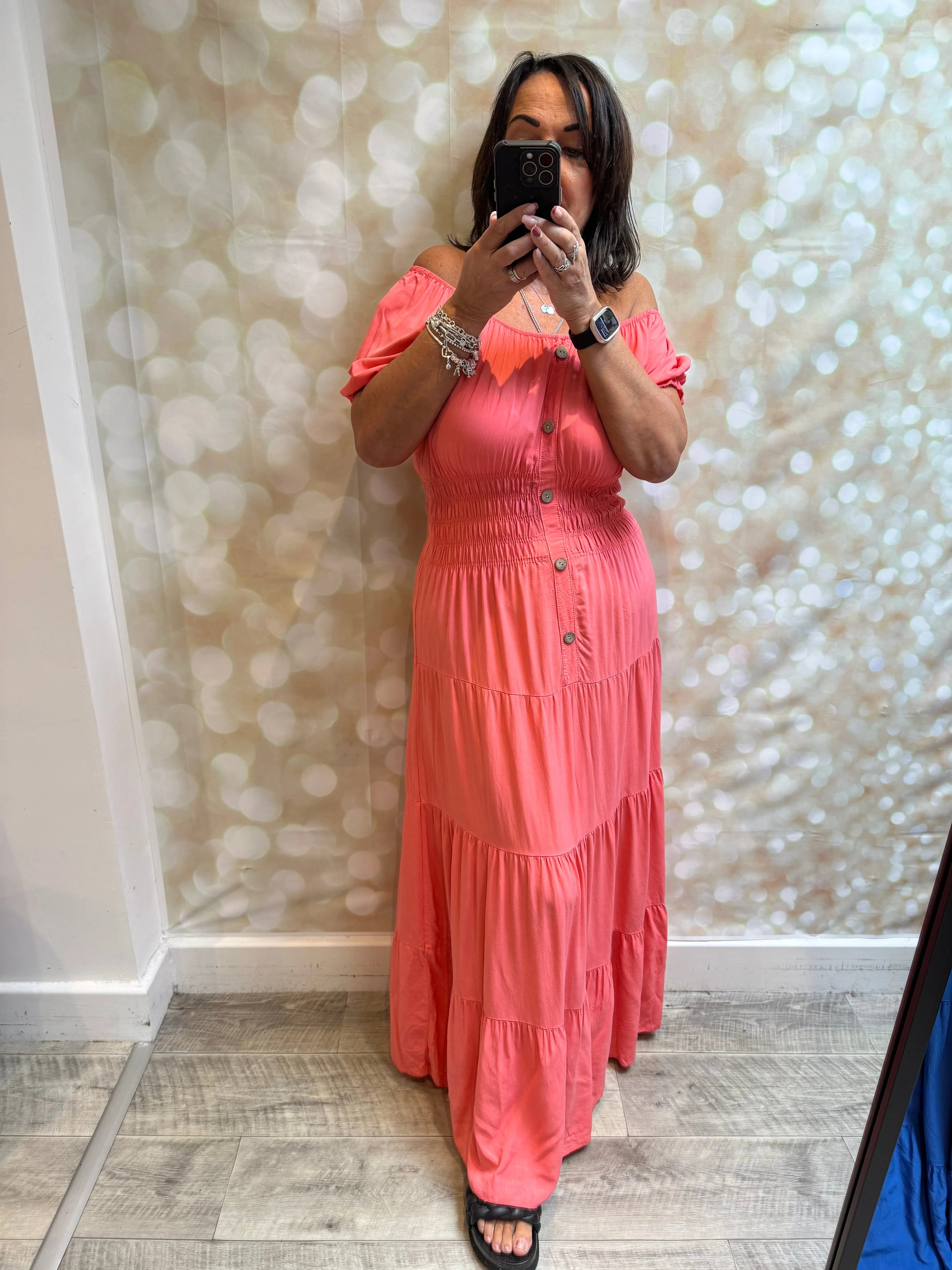 Bardot cotton off the shoulder maxi dress