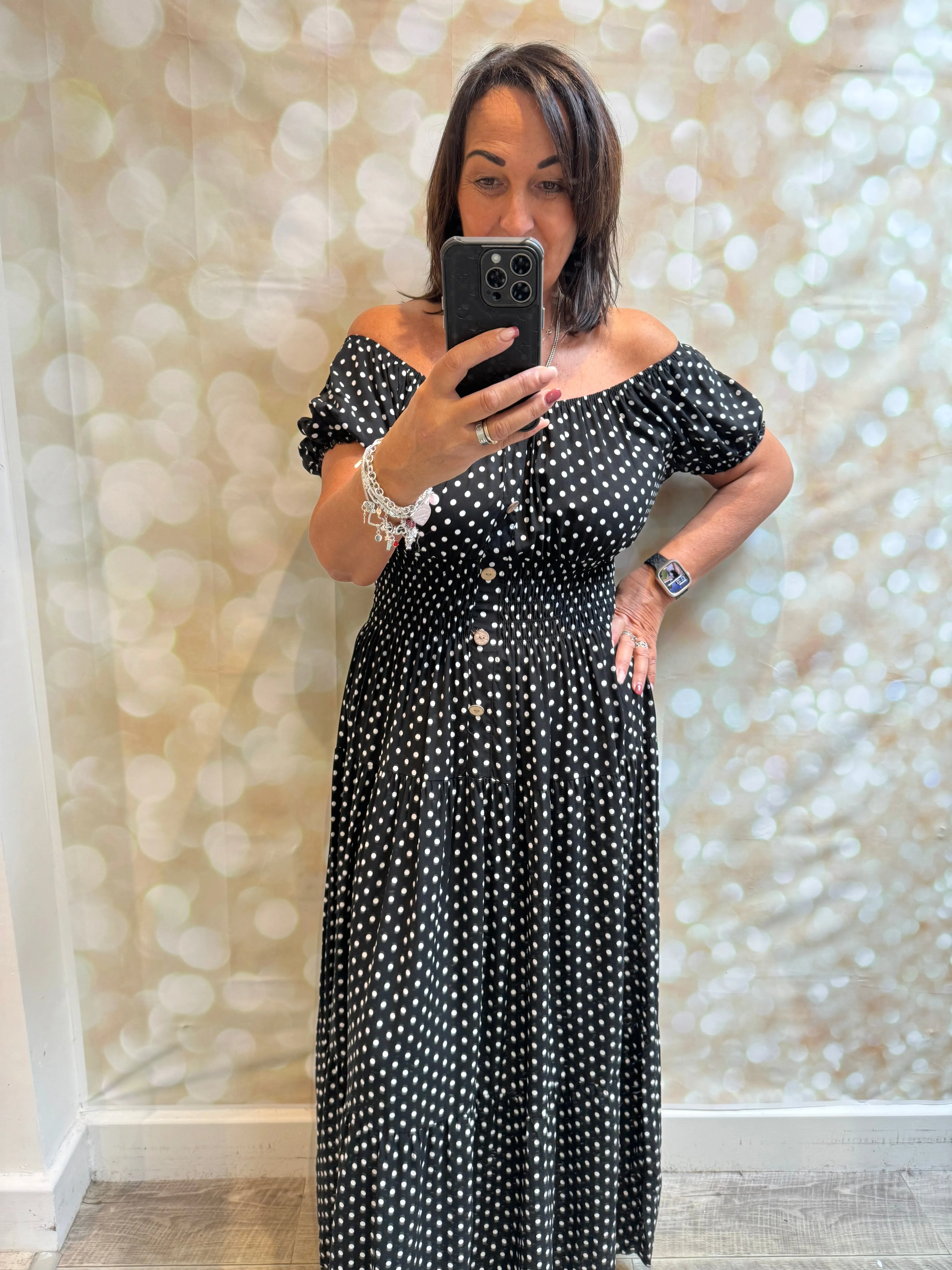 Bardot cotton off the shoulder maxi dress