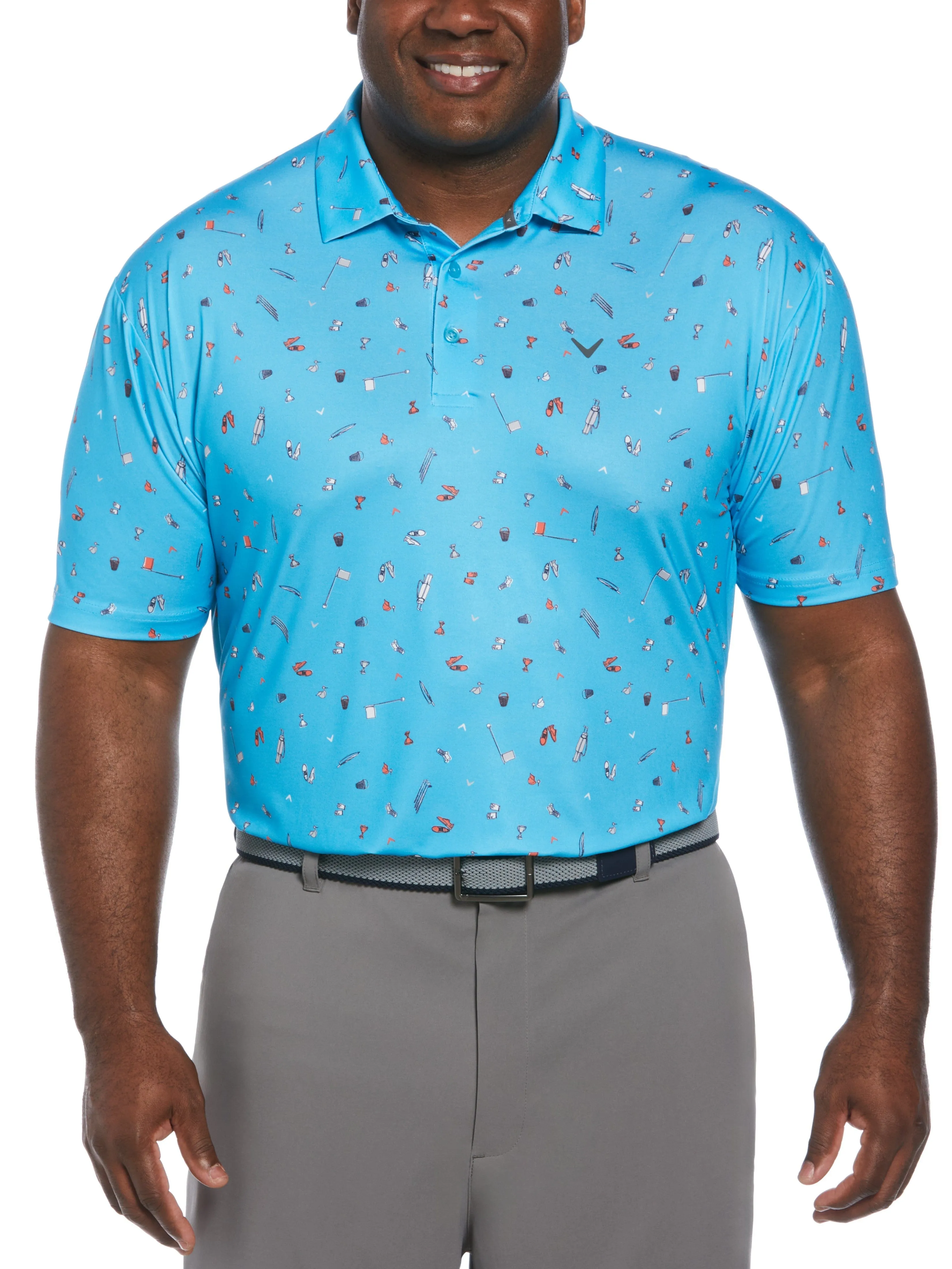 Big & Tall Short Sleeve All Over Tee Time Print Polo