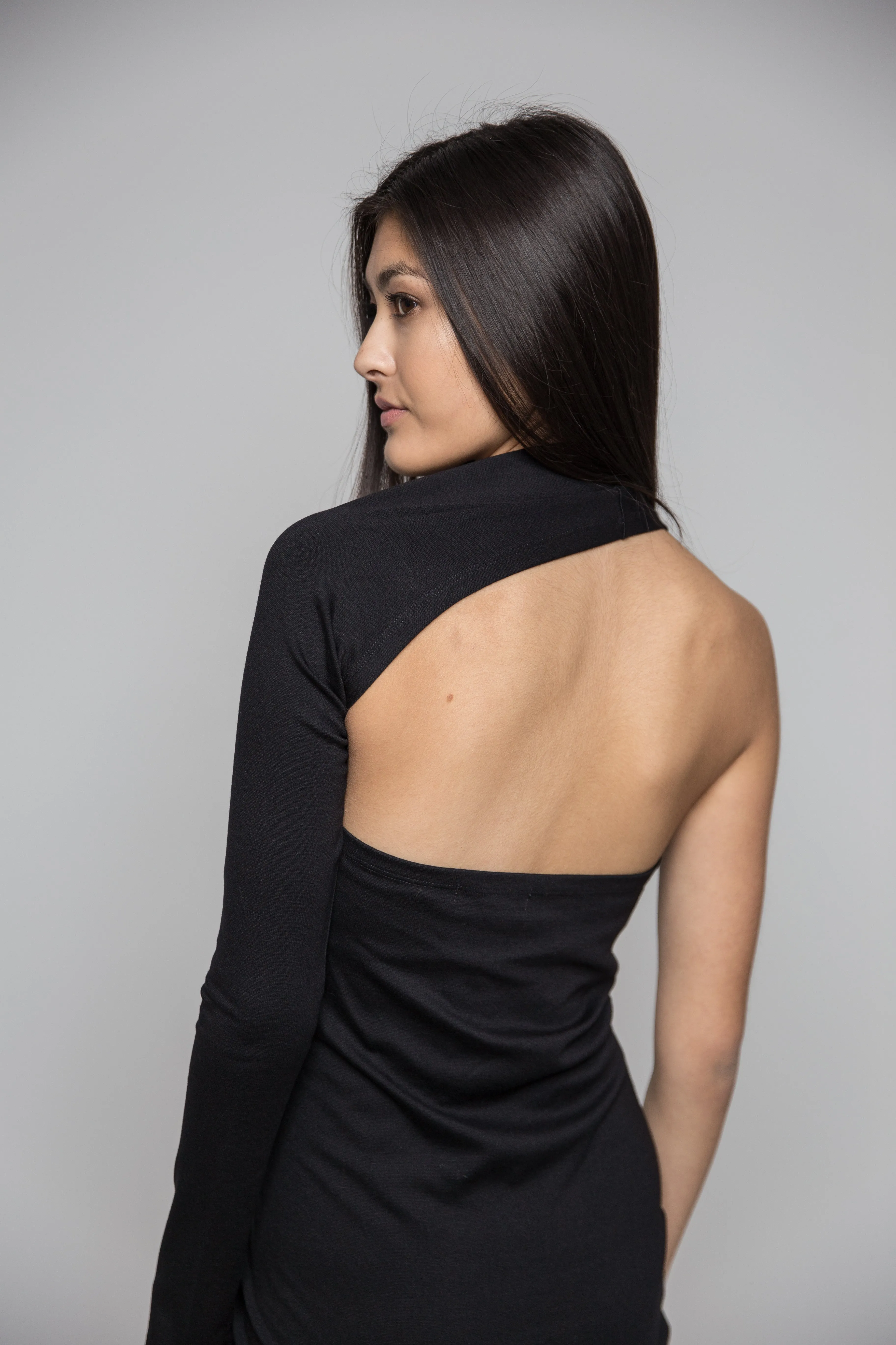 Black One Shoulder Elegant Dress