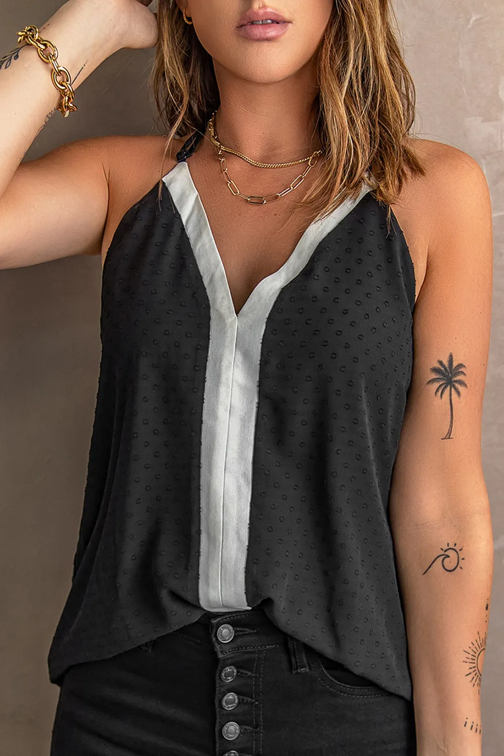 Black Swiss Dot Tank Top