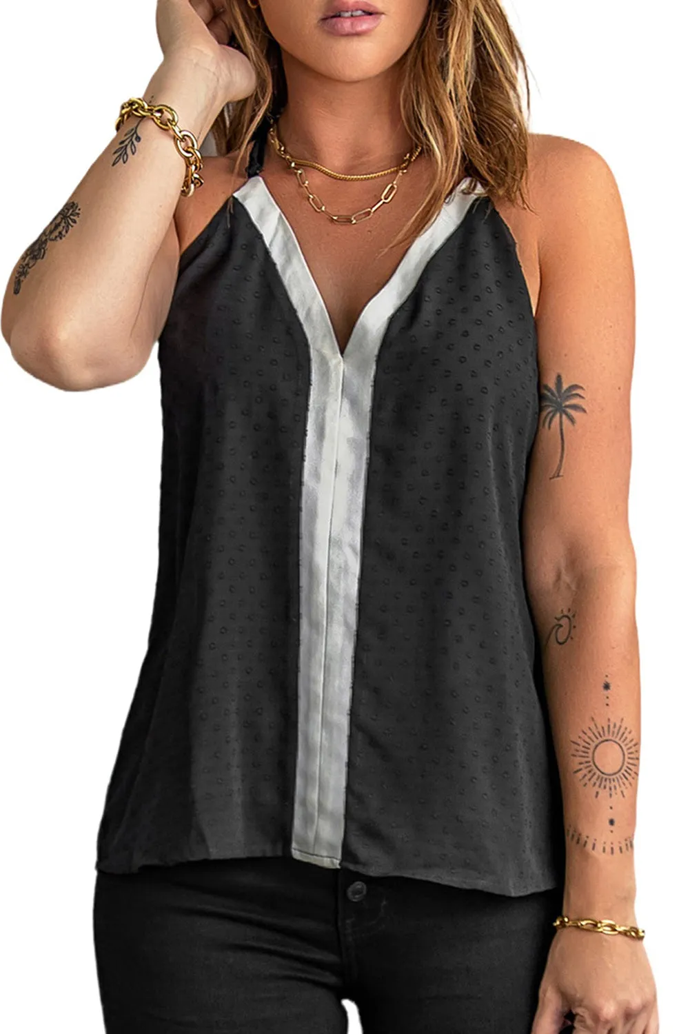 Black Swiss Dot Tank Top