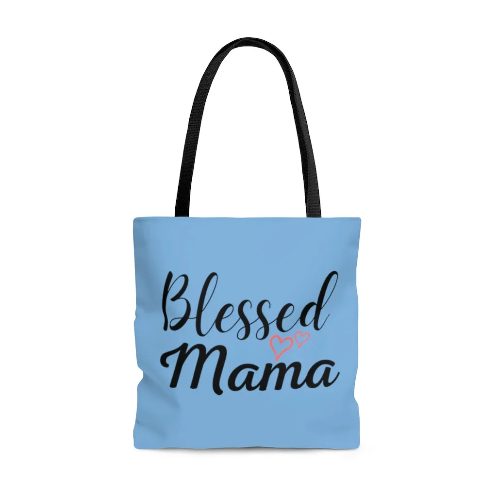 Blessed Mama Hearts Large "Light Blue" Tote Bag