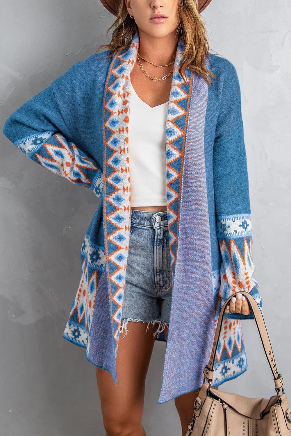 Blue Aztec Print Cardigan