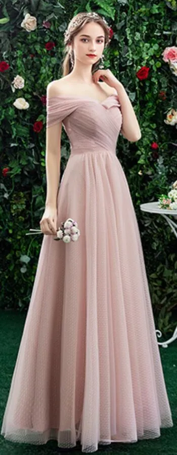 Blush Pink Floor Length Mismatched Cheap Bridesmaid Dresses Online, WG531