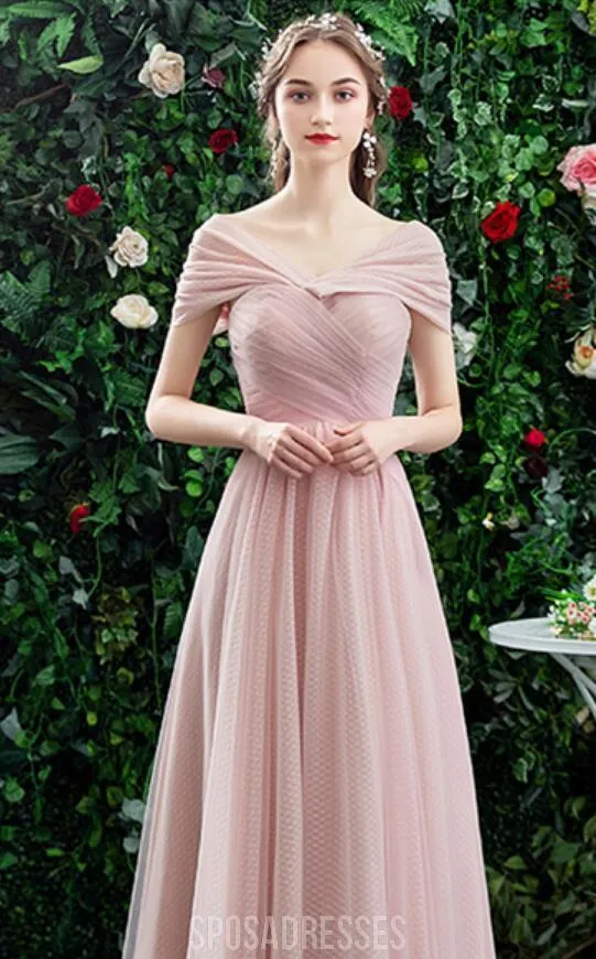 Blush Pink Floor Length Mismatched Cheap Bridesmaid Dresses Online, WG531