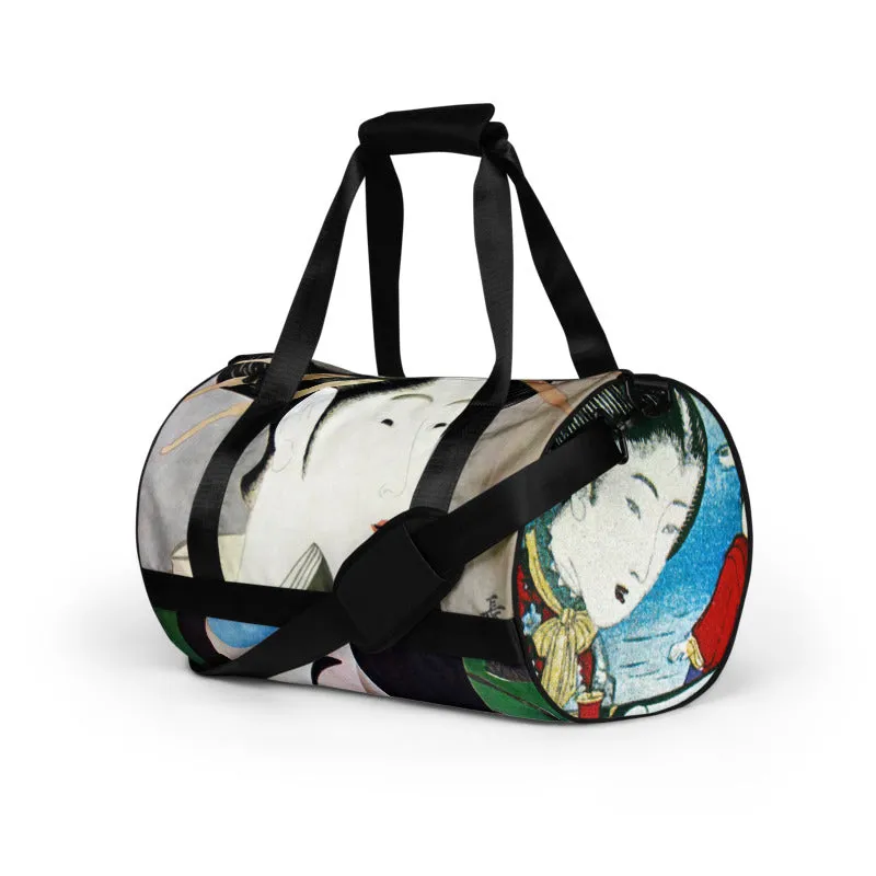 Boho Japanese Art Warrior Geisha  Gym Sports Bag Weekender Luggage Artist Duffel Bag