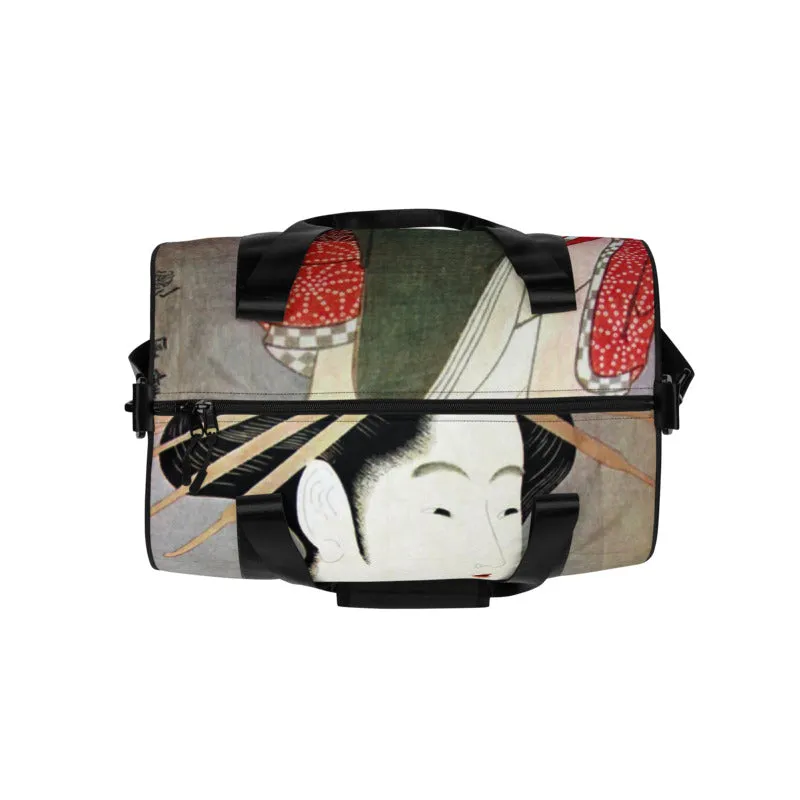 Boho Japanese Art Warrior Geisha  Gym Sports Bag Weekender Luggage Artist Duffel Bag