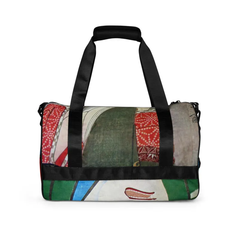 Boho Japanese Art Warrior Geisha  Gym Sports Bag Weekender Luggage Artist Duffel Bag