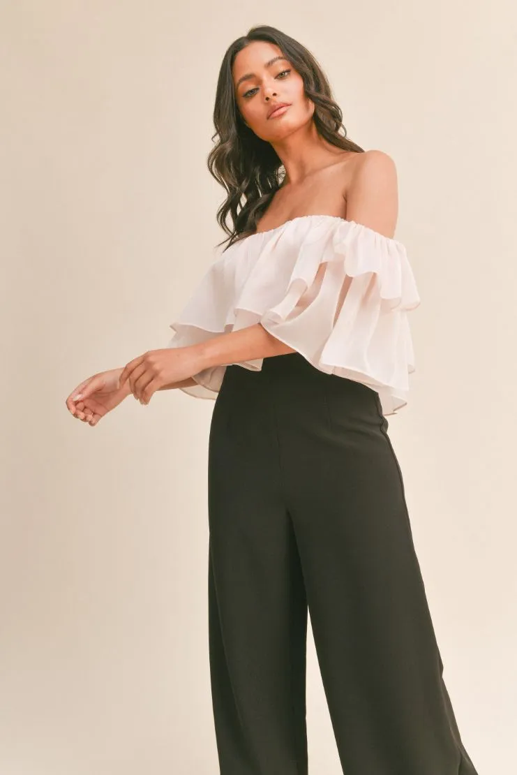 Briella Organza Ruffled Crop Top - Blush