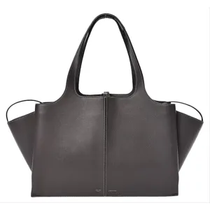 Celine Céline Tri-Fold Medium Baby Grained Anthracite Grey Leather Shoulder Bag