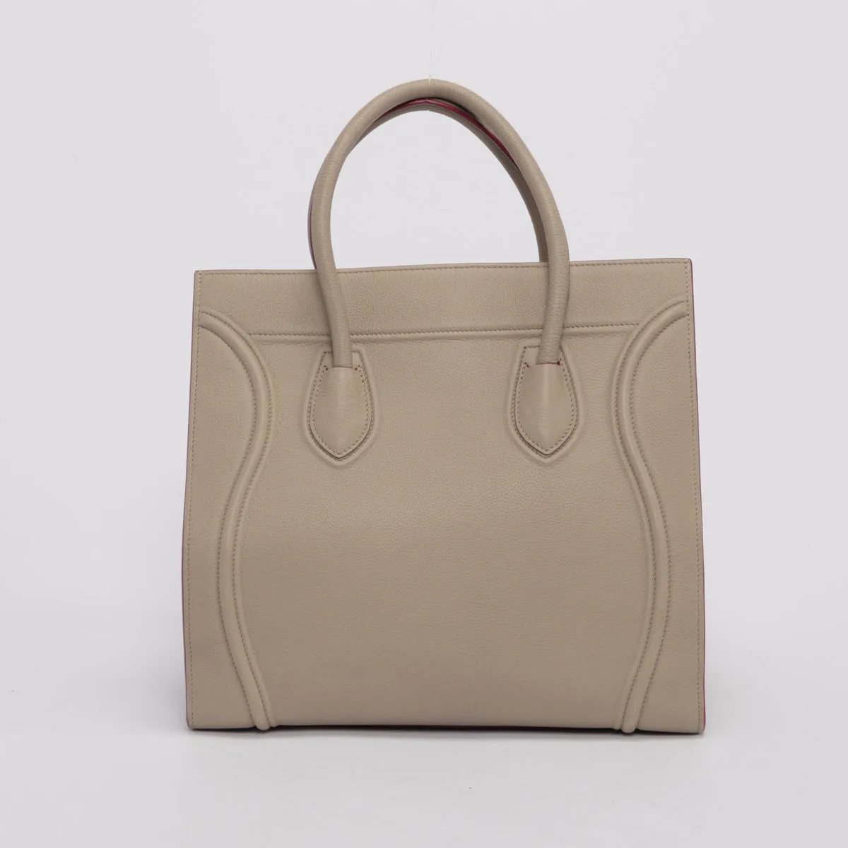 Celine Taupe & Fuschia Calfskin Medium Phantom Luggage Tote