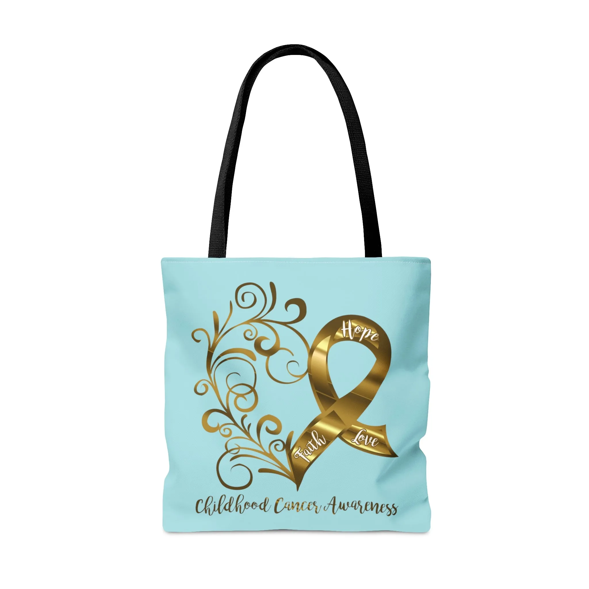 Childhood Cancer Awareness Heart Large "Light Teal" Tote Bag