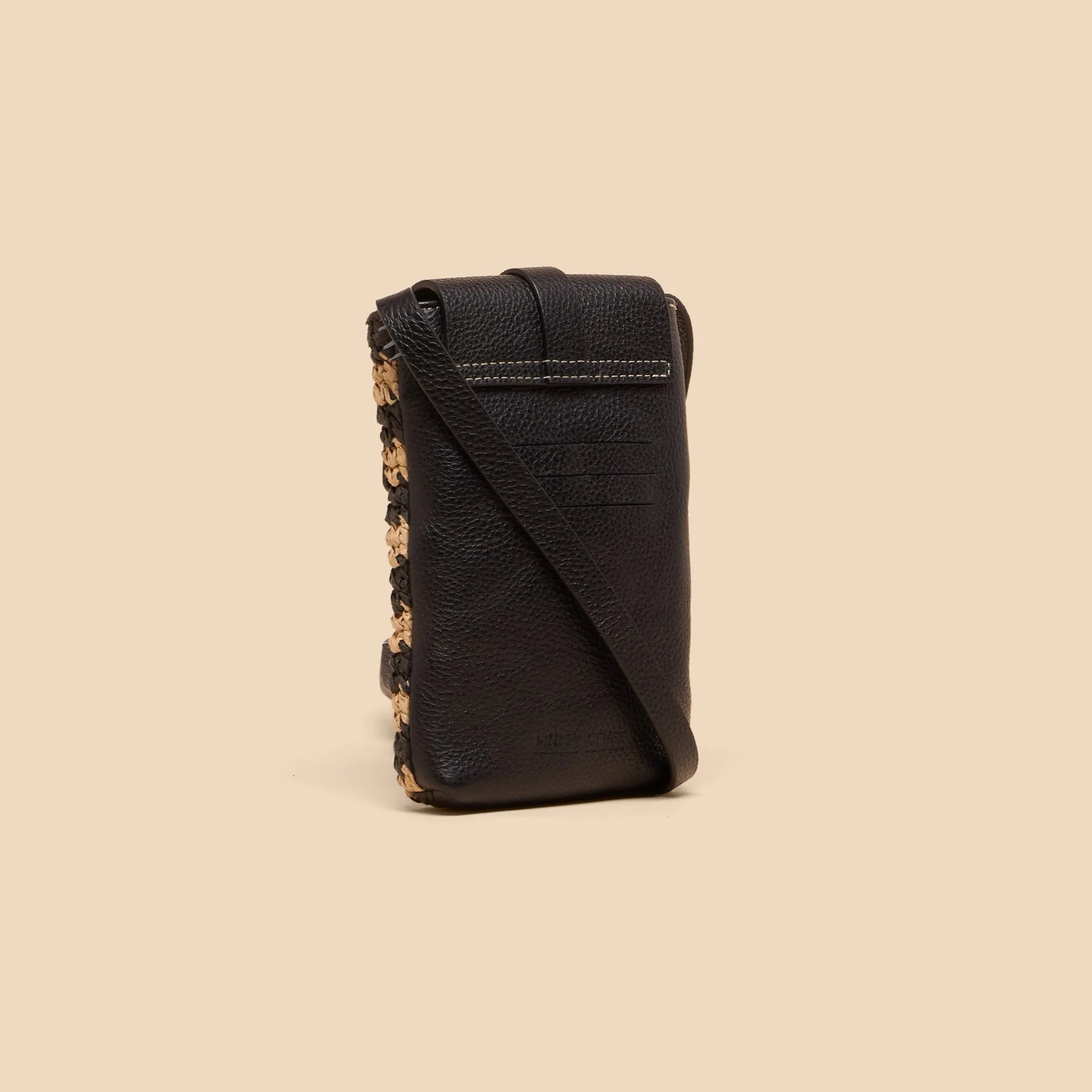 Clara Buckle Raffia Phone Bag - Black Multi