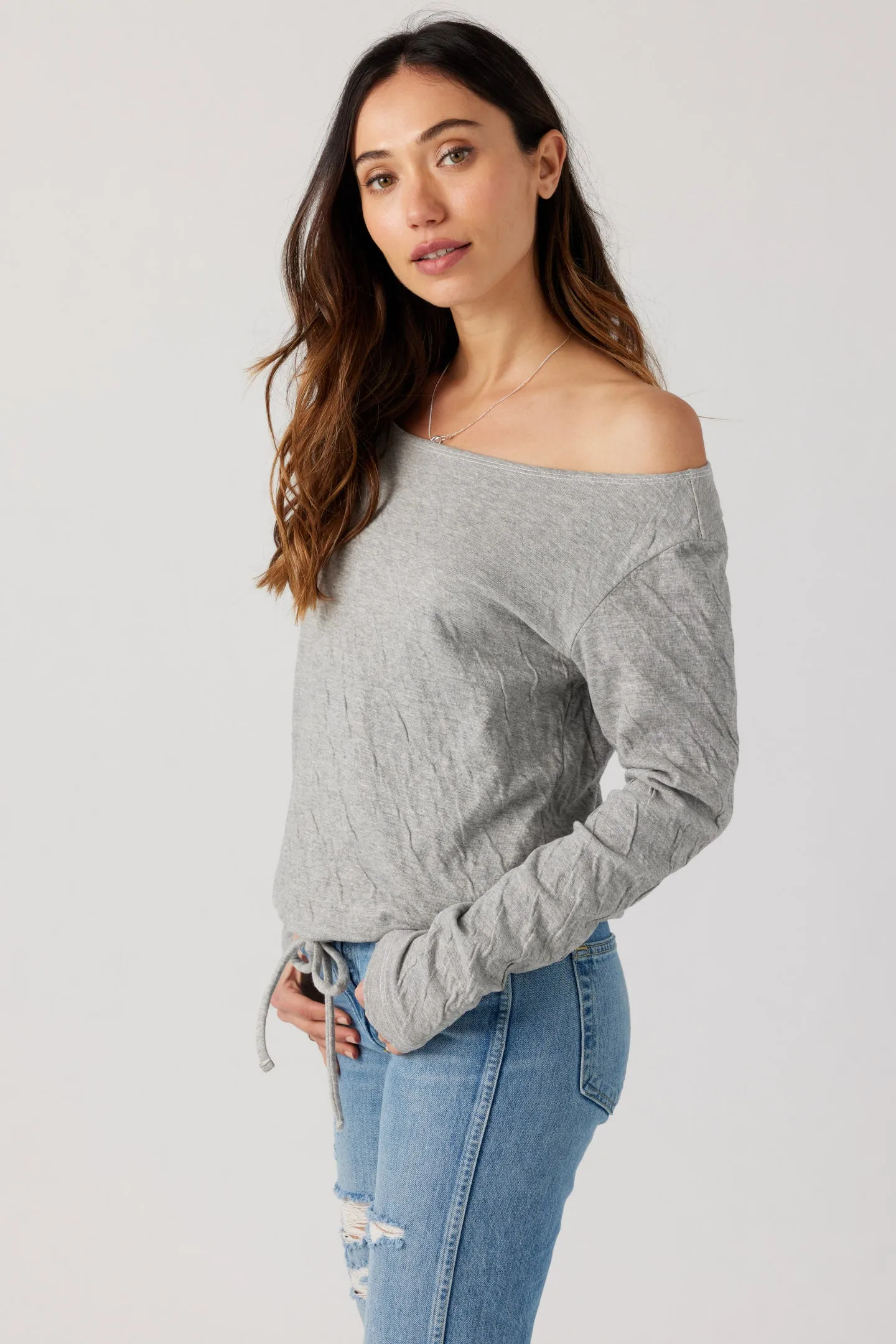 Crinkle Jersey Off Shoulder Top