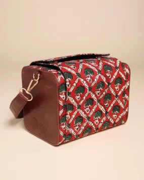 Deep Mocha Cotton Block Printed Satchel Bag