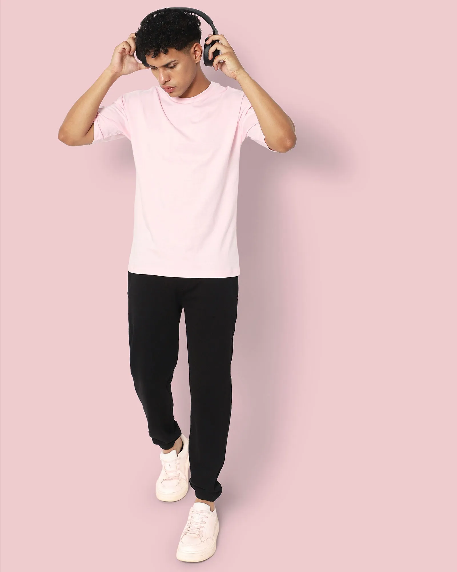 Drop Shoulder HW Crew Tee: Baby Pink