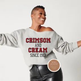 DST Crimson and Cream Off The Shoulder Shirt