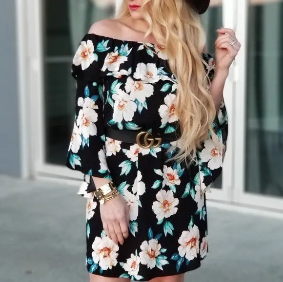 Enchanted Off Shoulder Floral Dress