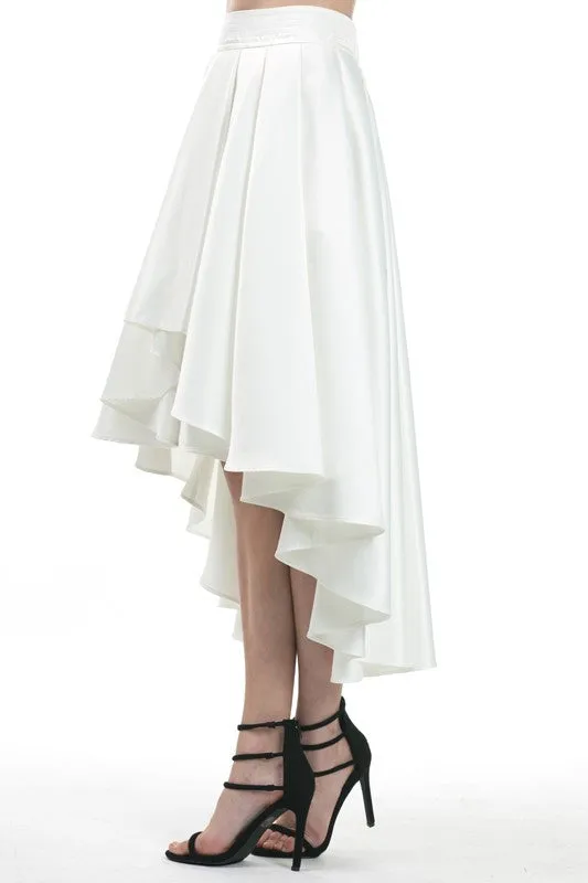 Exotic White Hi-Low Midi Skirt