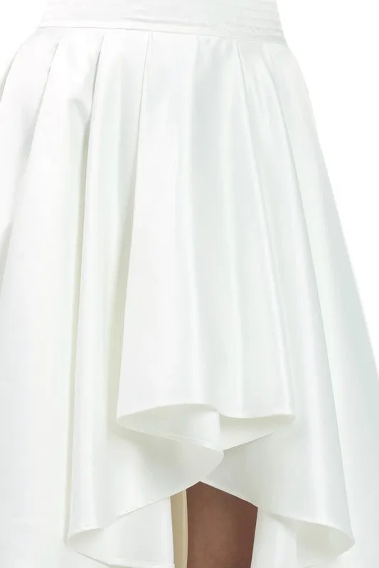 Exotic White Hi-Low Midi Skirt