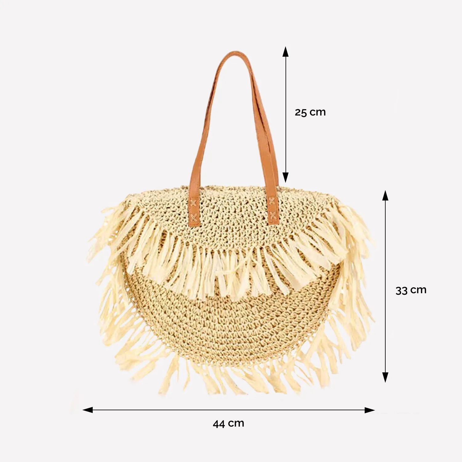 Fashion-Forward Bo-Ho Women’s Half-Round Fringed Straw Tote