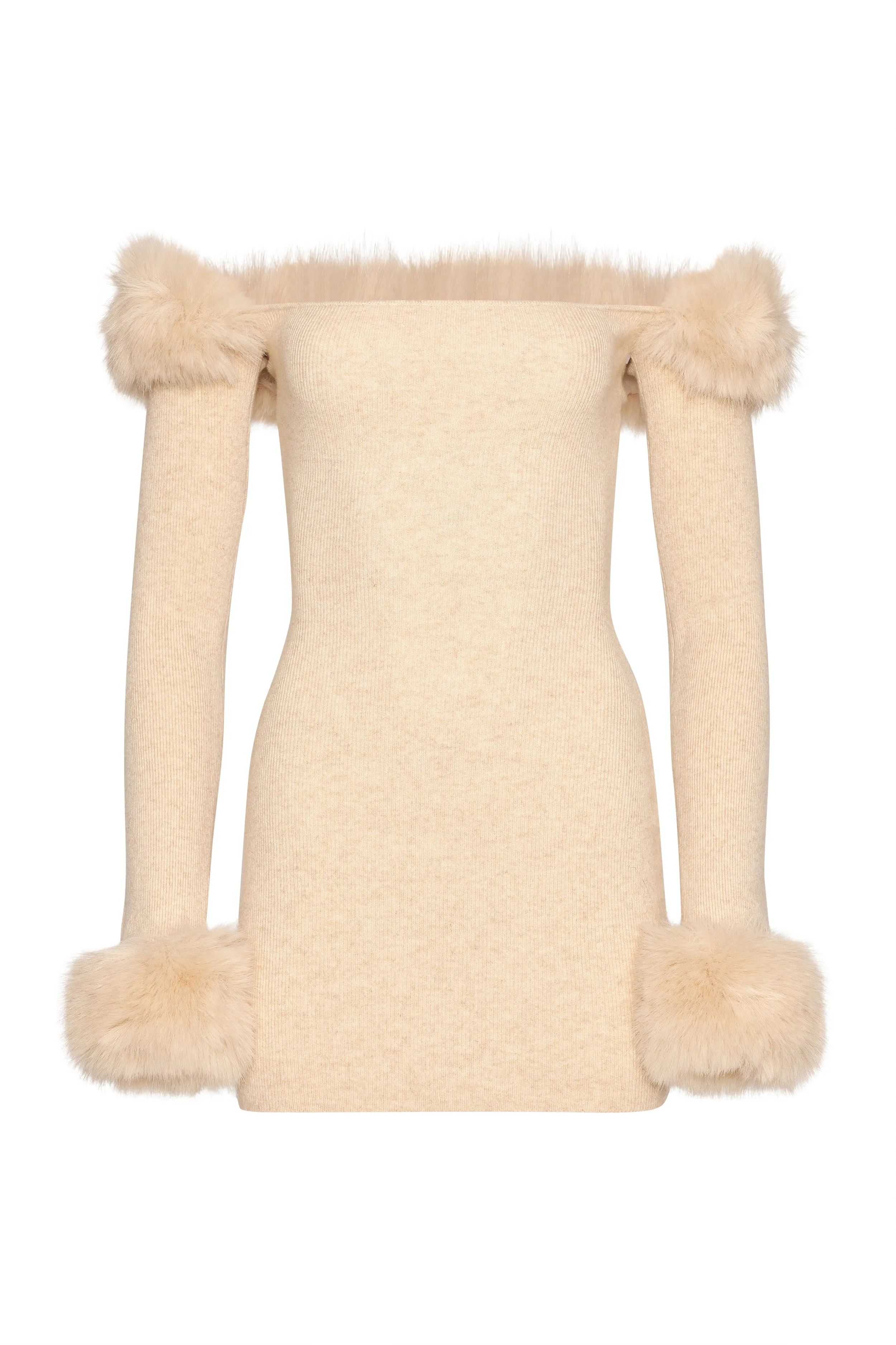 Faux Fur Off The Shoulder Mini Dress