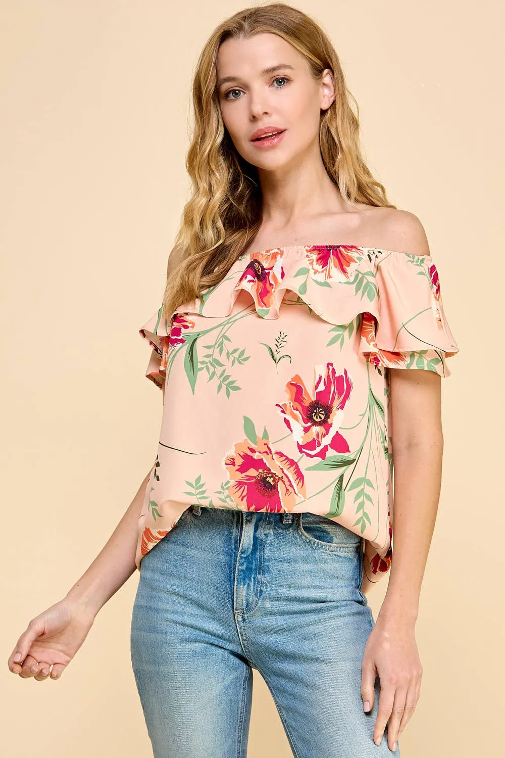 Floral Printed Off Shoulder Top