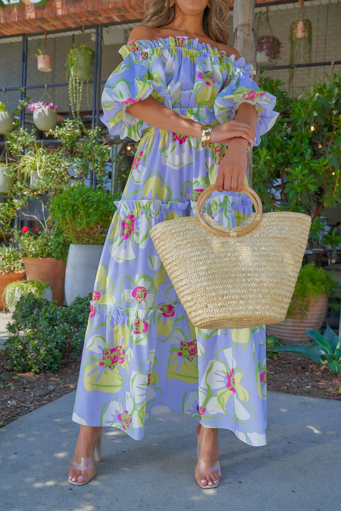 Floral Printed Off the Shoulder Dress