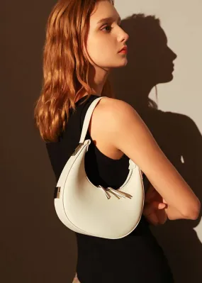 Genuine Leather Crescent Hobo Bag