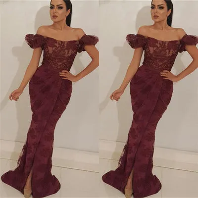 GORGEOUS OFF-THE-SHOULDER LACE PROM PARTY GOWNS PROM DRESS SA133