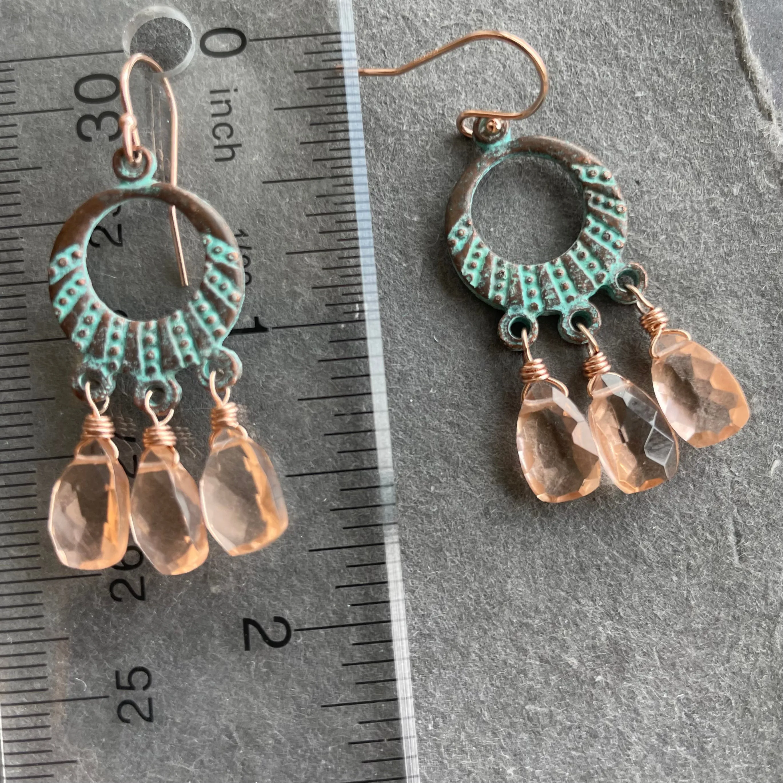 Grecian Shores Morganite Peach Chandelier Earrings