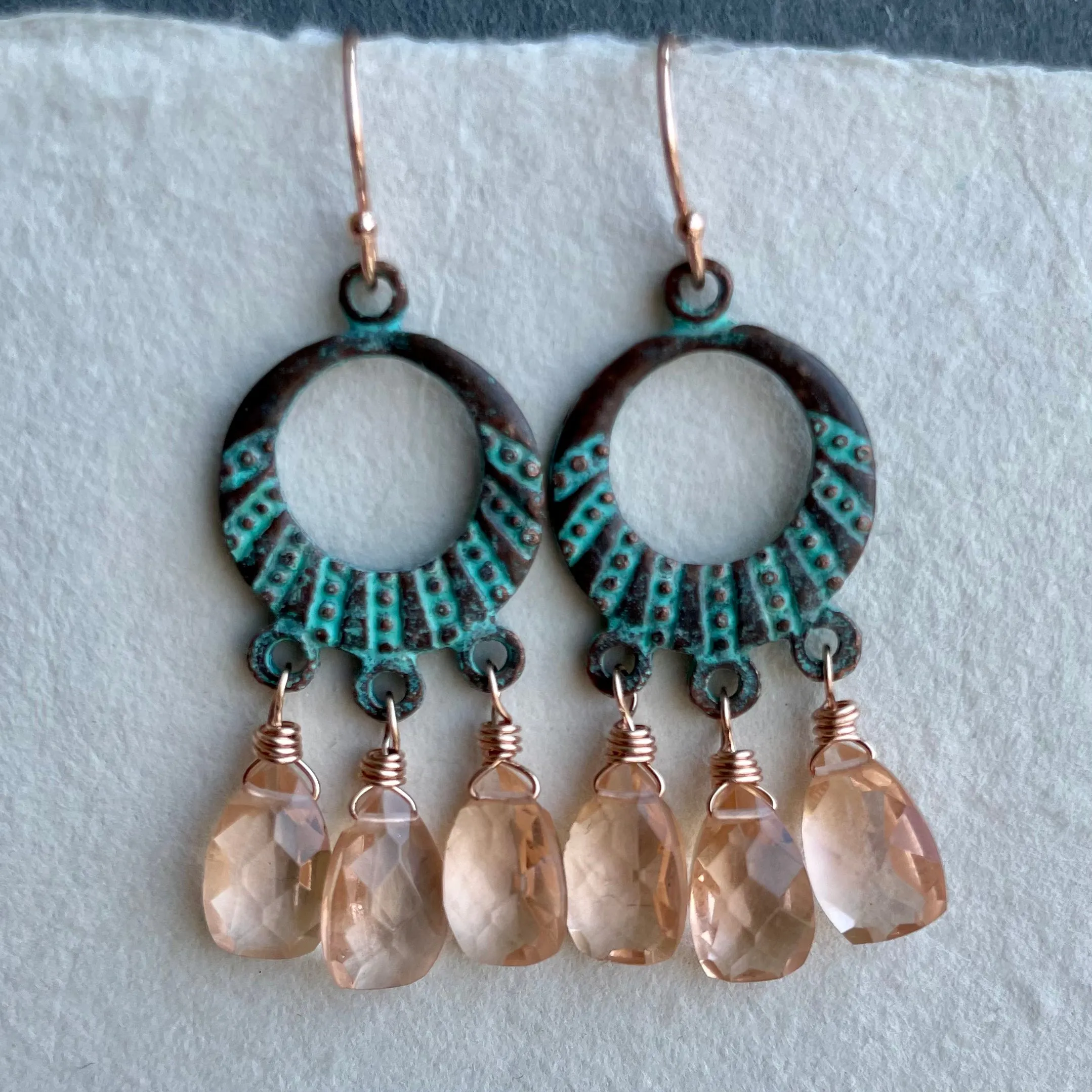 Grecian Shores Morganite Peach Chandelier Earrings