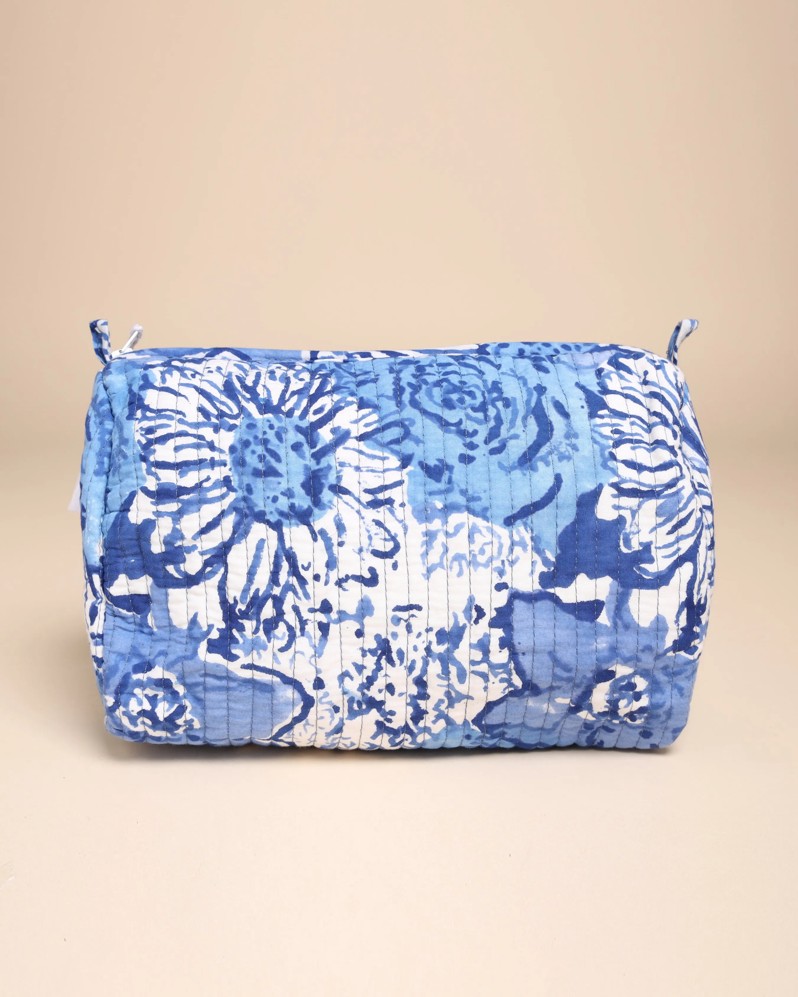 Jazz Blue Cotton Block Printed Pouch Bag